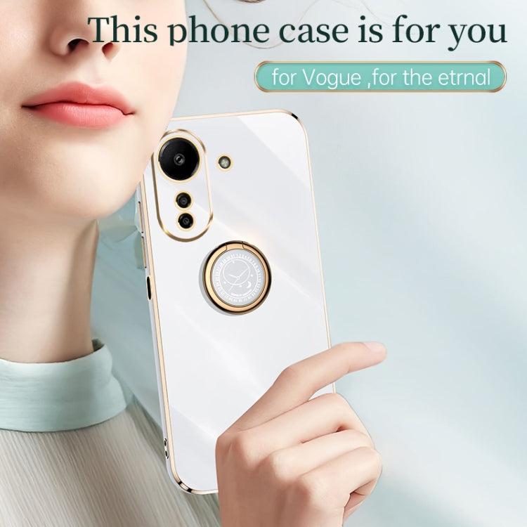 For Xiaomi Redmi 13C 4G XINLI Straight Edge 6D Electroplate TPU Phone Case with Ring Holder(White) - 13C Cases by XINLI | Online Shopping South Africa | PMC Jewellery | Buy Now Pay Later Mobicred