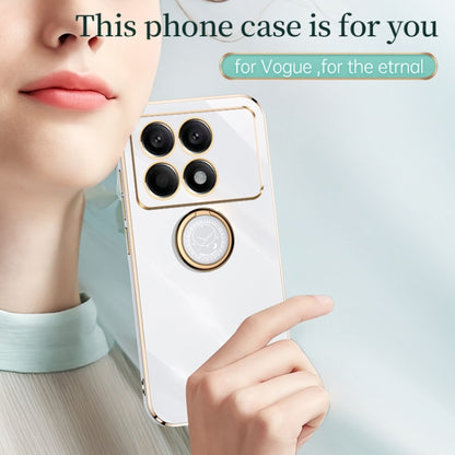 For Xiaomi Redmi K70 XINLI Straight Edge 6D Electroplate TPU Phone Case with Ring Holder(Mint Green) - K70 Cases by XINLI | Online Shopping South Africa | PMC Jewellery | Buy Now Pay Later Mobicred