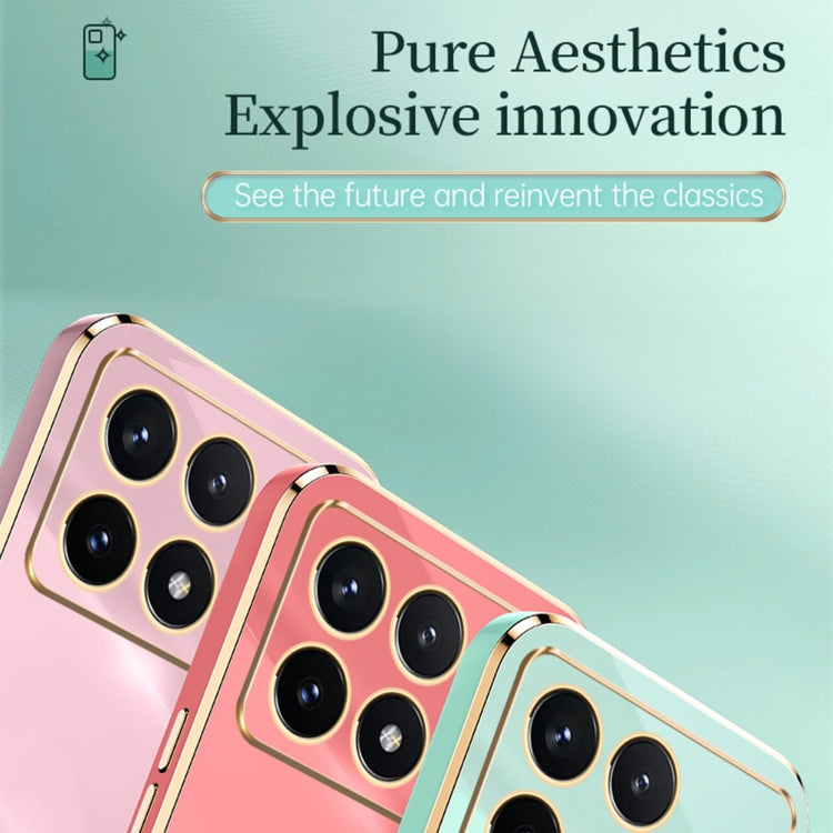 For Xiaomi Redmi K70E XINLI Straight Edge 6D Electroplate TPU Phone Case with Ring Holder(Pink) - K70E Cases by XINLI | Online Shopping South Africa | PMC Jewellery | Buy Now Pay Later Mobicred