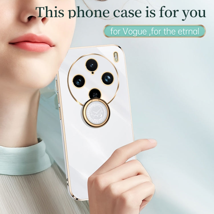 For vivo X100 Pro 5G XINLI Straight Edge 6D Electroplate TPU Phone Case with Ring Holder(Cherry Purple) - vivo Tempered Glass by XINLI | Online Shopping South Africa | PMC TechLife | Buy Now Pay Later Mobicred