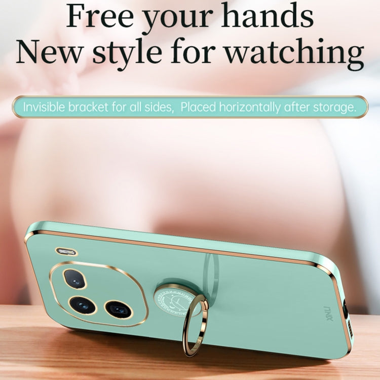 For vivo iQOO 12 5G XINLI Straight Edge 6D Electroplate TPU Phone Case with Ring Holder(Cherry Purple) - vivo Cases by XINLI | Online Shopping South Africa | PMC TechLife | Buy Now Pay Later Mobicred