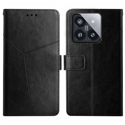 For Xiaomi 14 Pro Y-shaped Pattern Flip Leather Phone Case(Black) - 14 Pro Cases by PMC Jewellery | Online Shopping South Africa | PMC Jewellery | Buy Now Pay Later Mobicred