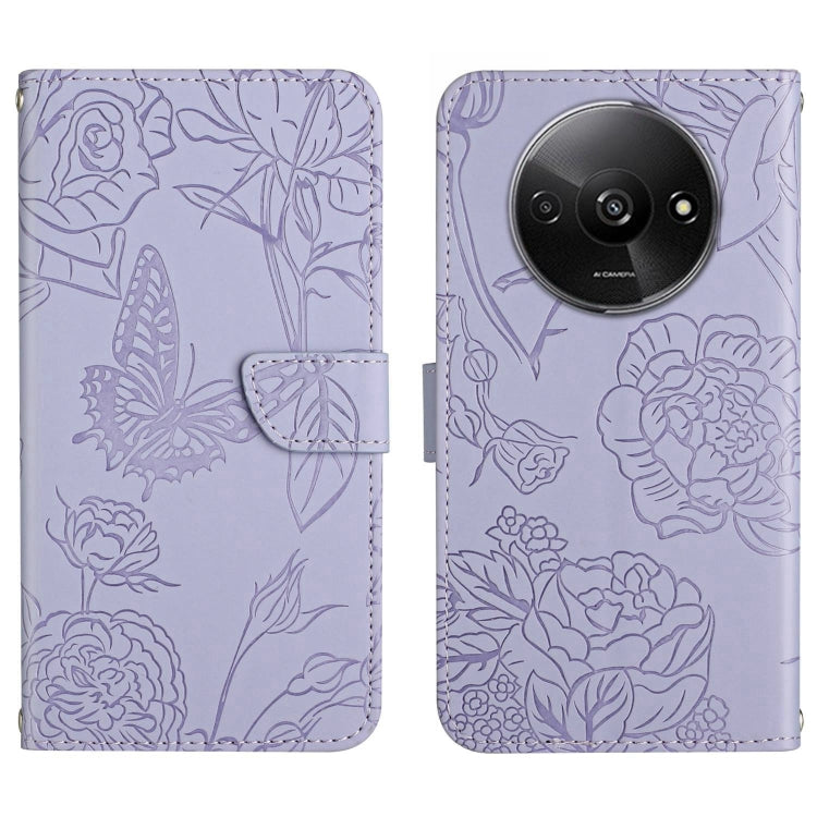 For Xiaomi Redmi A3 Skin Feel Butterfly Embossed Flip Leather Phone Case(Purple) - Xiaomi Cases by PMC Jewellery | Online Shopping South Africa | PMC Jewellery | Buy Now Pay Later Mobicred