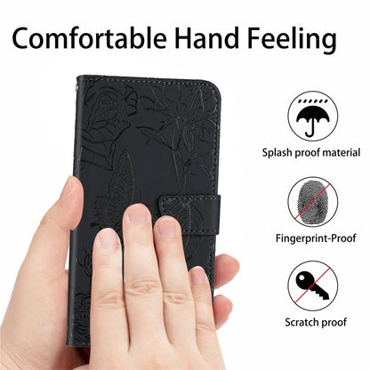 For Xiaomi Redmi Note 13 Pro 4G Global Skin Feel Butterfly Embossed Flip Leather Phone Case(Black) - Note 13 Pro Cases by PMC Jewellery | Online Shopping South Africa | PMC Jewellery | Buy Now Pay Later Mobicred