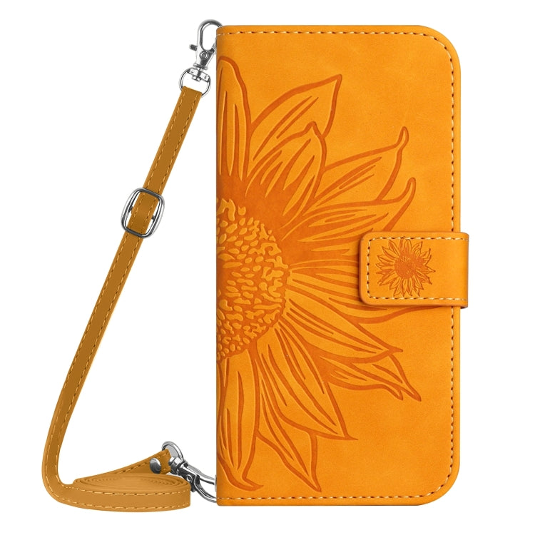 For Xiaomi Poco F5 Skin Feel Sun Flower Embossed Flip Leather Phone Case with Lanyard(Yellow) - Xiaomi Cases by PMC Jewellery | Online Shopping South Africa | PMC Jewellery | Buy Now Pay Later Mobicred