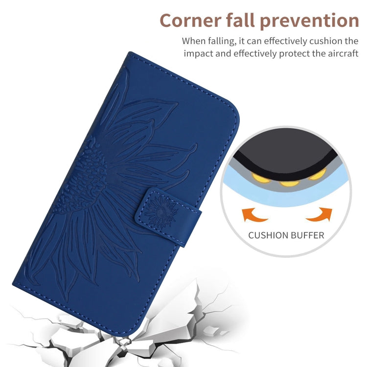 For Xiaomi Poco F5 Skin Feel Sun Flower Embossed Flip Leather Phone Case with Lanyard(Dark Blue) - Xiaomi Cases by PMC Jewellery | Online Shopping South Africa | PMC Jewellery | Buy Now Pay Later Mobicred