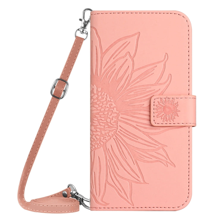 For Xiaomi Poco F5 Skin Feel Sun Flower Embossed Flip Leather Phone Case with Lanyard(Pink) - Xiaomi Cases by PMC Jewellery | Online Shopping South Africa | PMC Jewellery | Buy Now Pay Later Mobicred