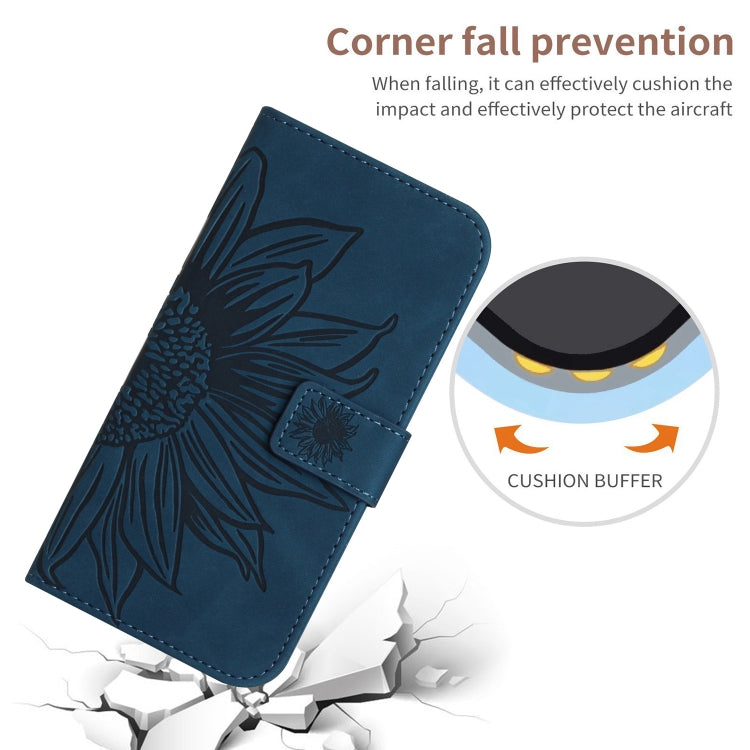 For Xiaomi Poco F5 Pro Skin Feel Sun Flower Embossed Flip Leather Phone Case with Lanyard(Inky Blue) - Xiaomi Cases by PMC Jewellery | Online Shopping South Africa | PMC Jewellery | Buy Now Pay Later Mobicred