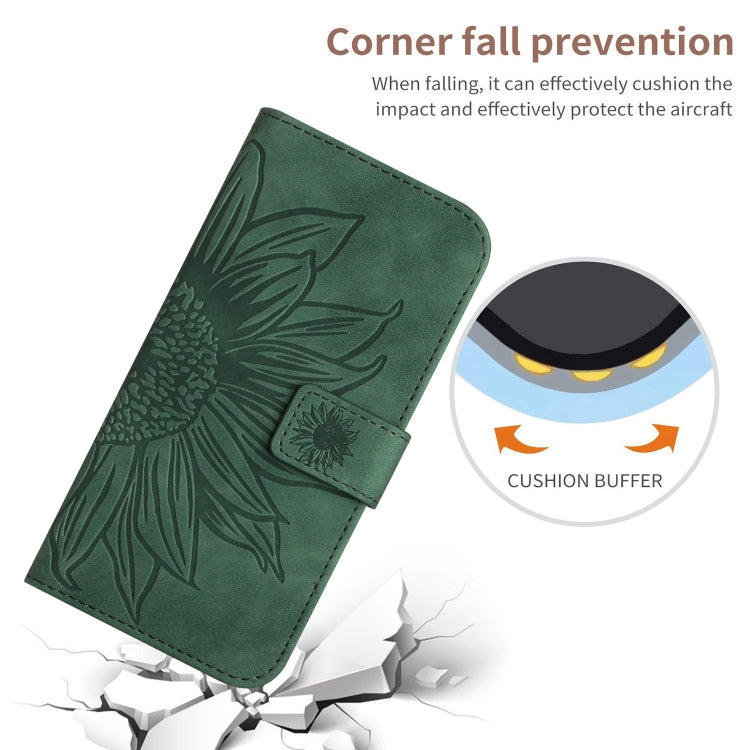 For Xiaomi Poco F5 Pro Skin Feel Sun Flower Embossed Flip Leather Phone Case with Lanyard(Green) - Xiaomi Cases by PMC Jewellery | Online Shopping South Africa | PMC Jewellery | Buy Now Pay Later Mobicred