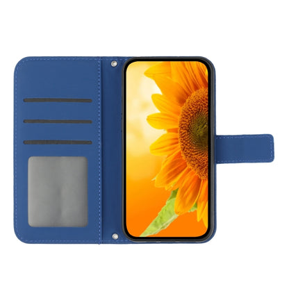 For Xiaomi Poco F5 Pro Skin Feel Sun Flower Embossed Flip Leather Phone Case with Lanyard(Dark Blue) - Xiaomi Cases by PMC Jewellery | Online Shopping South Africa | PMC Jewellery | Buy Now Pay Later Mobicred