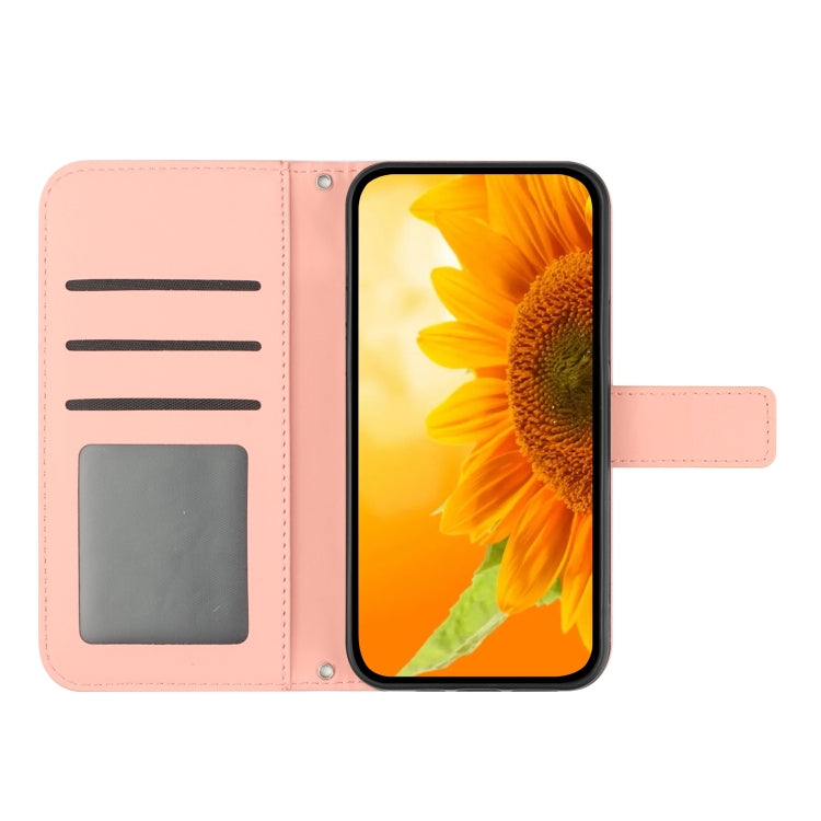 For Xiaomi Poco F5 Pro Skin Feel Sun Flower Embossed Flip Leather Phone Case with Lanyard(Pink) - Xiaomi Cases by PMC Jewellery | Online Shopping South Africa | PMC Jewellery | Buy Now Pay Later Mobicred