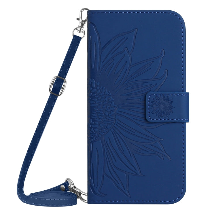 For Xiaomi Redmi Note 12S Skin Feel Sun Flower Embossed Flip Leather Phone Case with Lanyard(Dark Blue) - Xiaomi Cases by PMC Jewellery | Online Shopping South Africa | PMC Jewellery | Buy Now Pay Later Mobicred