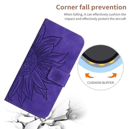 For Xiaomi Redmi 12 4G Global Skin Feel Sun Flower Embossed Flip Leather Phone Case with Lanyard(Dark Purple) - Xiaomi Cases by PMC Jewellery | Online Shopping South Africa | PMC Jewellery | Buy Now Pay Later Mobicred