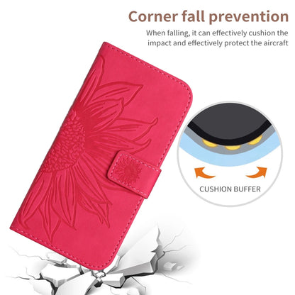 For Xiaomi Redmi 12 4G Global Skin Feel Sun Flower Embossed Flip Leather Phone Case with Lanyard(Rose Red) - Xiaomi Cases by PMC Jewellery | Online Shopping South Africa | PMC Jewellery | Buy Now Pay Later Mobicred