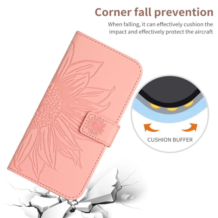 For Xiaomi 13T / 13T Pro Skin Feel Sun Flower Embossed Flip Leather Phone Case with Lanyard(Pink) - Xiaomi Cases by PMC Jewellery | Online Shopping South Africa | PMC Jewellery | Buy Now Pay Later Mobicred