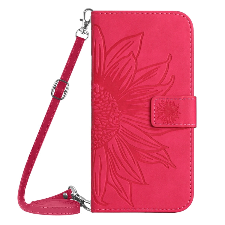 For Xiaomi 14 Pro Skin Feel Sun Flower Embossed Flip Leather Phone Case with Lanyard(Rose Red) - 14 Pro Cases by PMC TechLife | Online Shopping South Africa | PMC TechLife | Buy Now Pay Later Mobicred