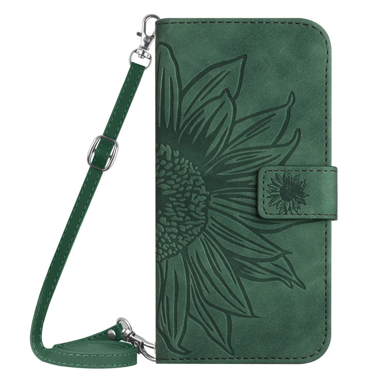 For Xiaomi Redmi 13C 5G Skin Feel Sun Flower Embossed Flip Leather Phone Case with Lanyard(Green) - 13C Cases by PMC Jewellery | Online Shopping South Africa | PMC Jewellery | Buy Now Pay Later Mobicred