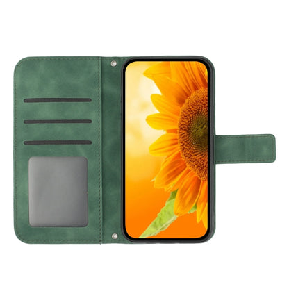 For Xiaomi Redmi 13C 5G Skin Feel Sun Flower Embossed Flip Leather Phone Case with Lanyard(Green) - 13C Cases by PMC Jewellery | Online Shopping South Africa | PMC Jewellery | Buy Now Pay Later Mobicred