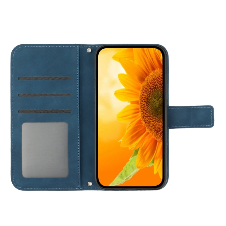 For Xiaomi Redmi A3 Skin Feel Sun Flower Embossed Flip Leather Phone Case with Lanyard(Inky Blue) - Xiaomi Cases by PMC Jewellery | Online Shopping South Africa | PMC Jewellery | Buy Now Pay Later Mobicred