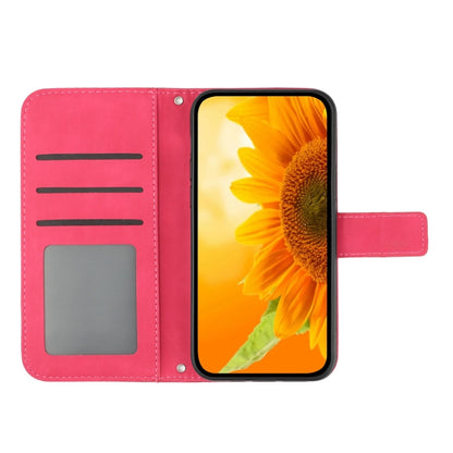 For Xiaomi Redmi Note 13 Pro 4G Global Skin Feel Sun Flower Embossed Flip Leather Phone Case with Lanyard(Rose Red) - Note 13 Pro Cases by PMC Jewellery | Online Shopping South Africa | PMC Jewellery | Buy Now Pay Later Mobicred