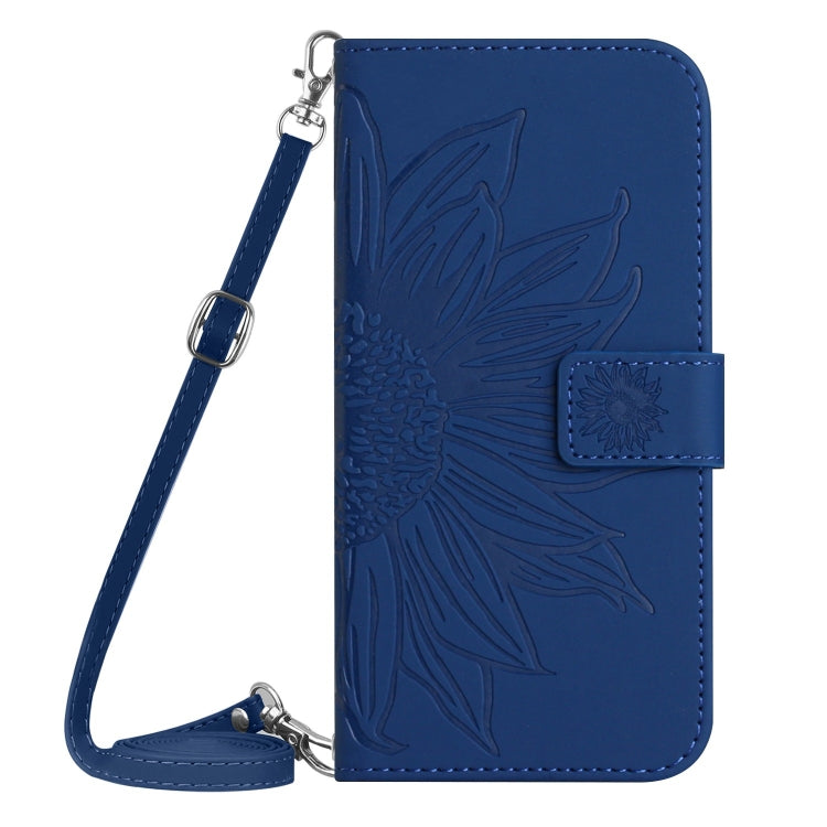 For Xiaomi Redmi Note 13 Pro 4G Global Skin Feel Sun Flower Embossed Flip Leather Phone Case with Lanyard(Dark Blue) - Note 13 Pro Cases by PMC Jewellery | Online Shopping South Africa | PMC Jewellery | Buy Now Pay Later Mobicred