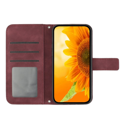 For Xiaomi 14 Ultra Skin Feel Sun Flower Embossed Flip Leather Phone Case with Lanyard(Wine Red) - 14 Ultra Cases by PMC Jewellery | Online Shopping South Africa | PMC Jewellery | Buy Now Pay Later Mobicred