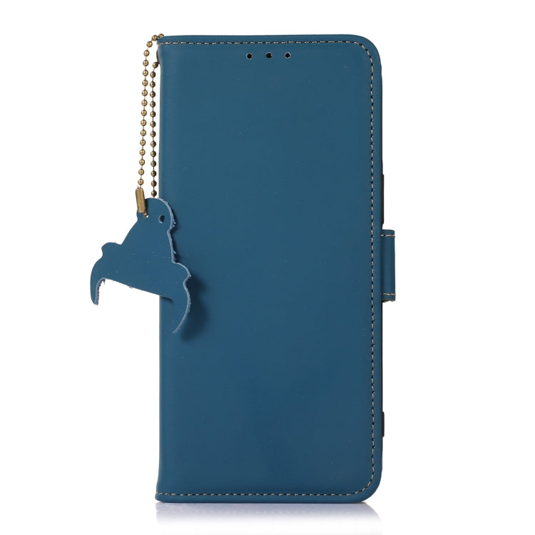 For Xiaomi Redmi Note 13 4G Genuine Leather Magnetic RFID Leather Phone Case(Blue) - Note 13 Cases by PMC Jewellery | Online Shopping South Africa | PMC Jewellery | Buy Now Pay Later Mobicred