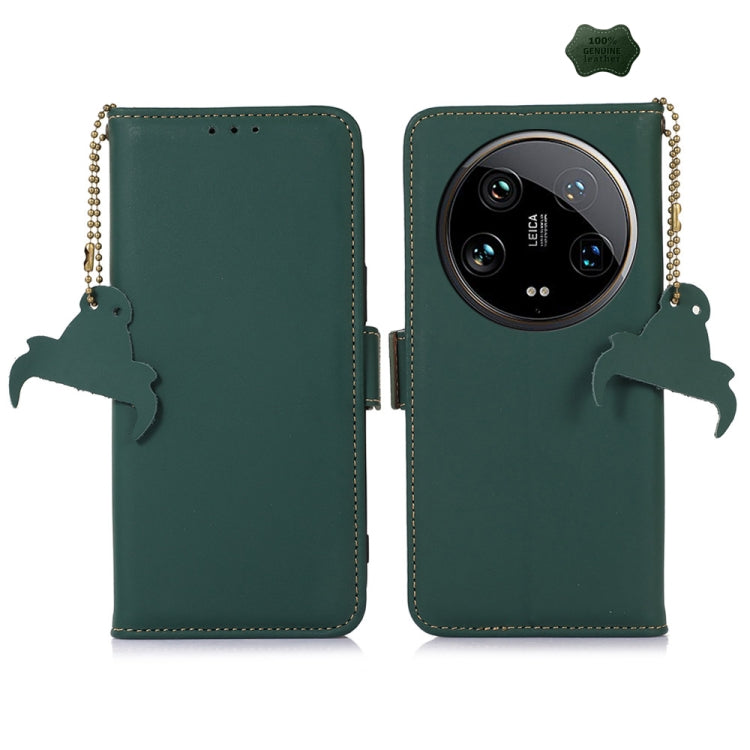 For Xiaomi 14 Ultra Genuine Leather Magnetic RFID Leather Phone Case(Green) - 14 Ultra Cases by PMC Jewellery | Online Shopping South Africa | PMC Jewellery | Buy Now Pay Later Mobicred