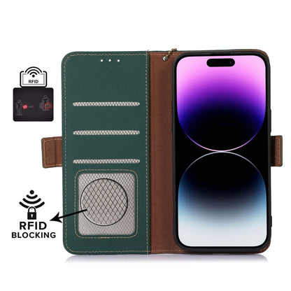 For Xiaomi Redmi A3 Genuine Leather Magnetic RFID Leather Phone Case(Green) - Xiaomi Cases by PMC Jewellery | Online Shopping South Africa | PMC Jewellery | Buy Now Pay Later Mobicred