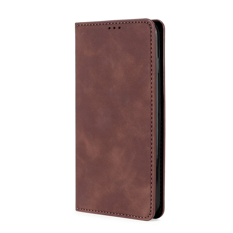 For Xiaomi Redmi 12 4G Skin Feel Magnetic Leather Phone Case(Dark Brown) - Xiaomi Cases by PMC TechLife | Online Shopping South Africa | PMC TechLife | Buy Now Pay Later Mobicred