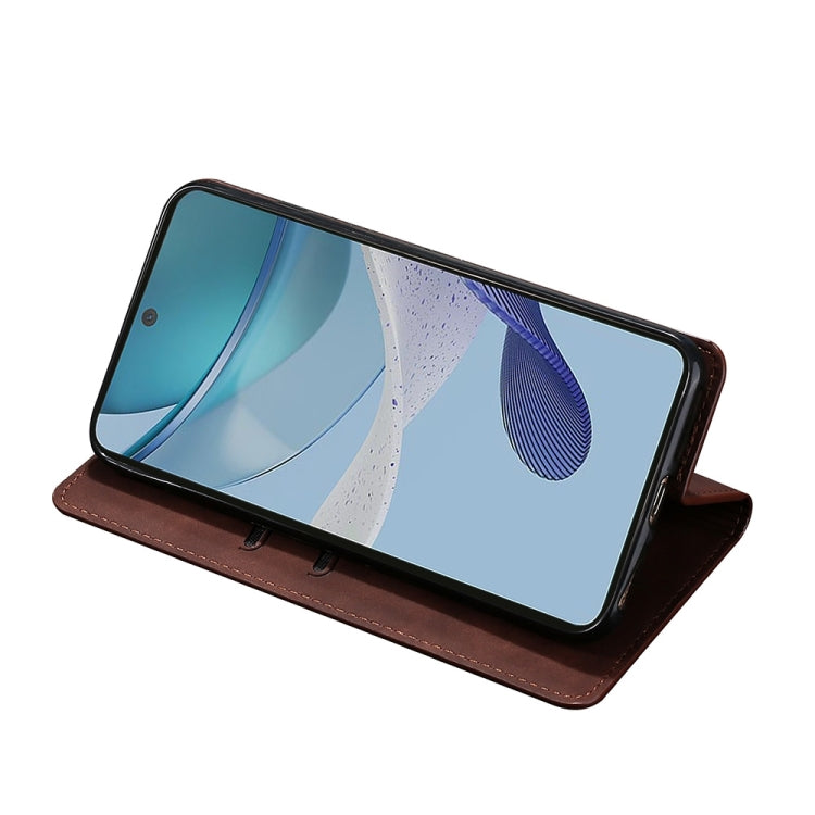 For Xiaomi Redmi 12 4G Skin Feel Magnetic Leather Phone Case(Dark Brown) - Xiaomi Cases by PMC Jewellery | Online Shopping South Africa | PMC Jewellery | Buy Now Pay Later Mobicred