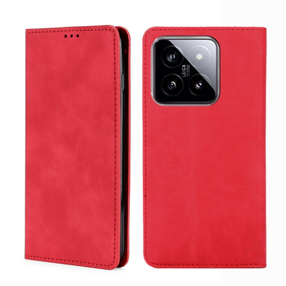 For Xiaomi 14 Skin Feel Magnetic Leather Phone Case(Red) - 14 Cases by PMC Jewellery | Online Shopping South Africa | PMC Jewellery | Buy Now Pay Later Mobicred