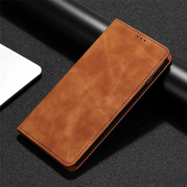 For Xiaomi Redmi Note 13 4G Skin Feel Magnetic Leather Phone Case(Light Brown) - Note 13 Cases by PMC TechLife | Online Shopping South Africa | PMC TechLife | Buy Now Pay Later Mobicred