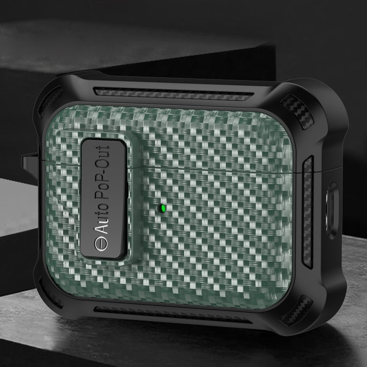For AirPods 3 Alpha Carbon Fiber Wireless Bluetooth Earphone Protective Case(Green) - For AirPods 3 by PMC Jewellery | Online Shopping South Africa | PMC Jewellery | Buy Now Pay Later Mobicred