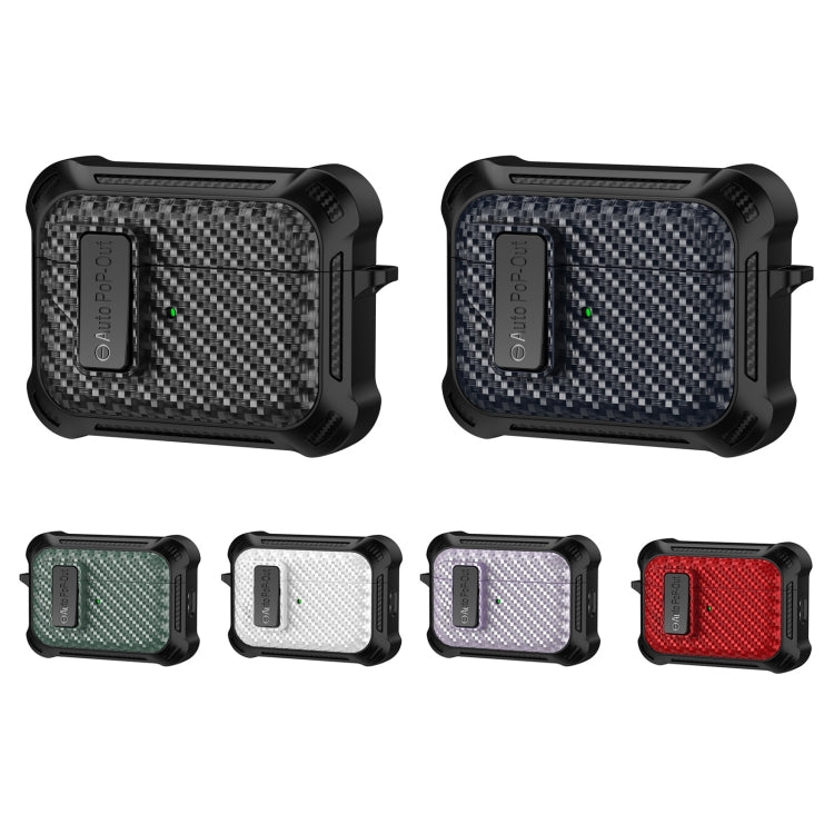 For AirPods Pro 2 Alpha Carbon Fiber Wireless Bluetooth Earphone Protective Case(Red) - For AirPods Pro 2 by PMC Jewellery | Online Shopping South Africa | PMC Jewellery | Buy Now Pay Later Mobicred