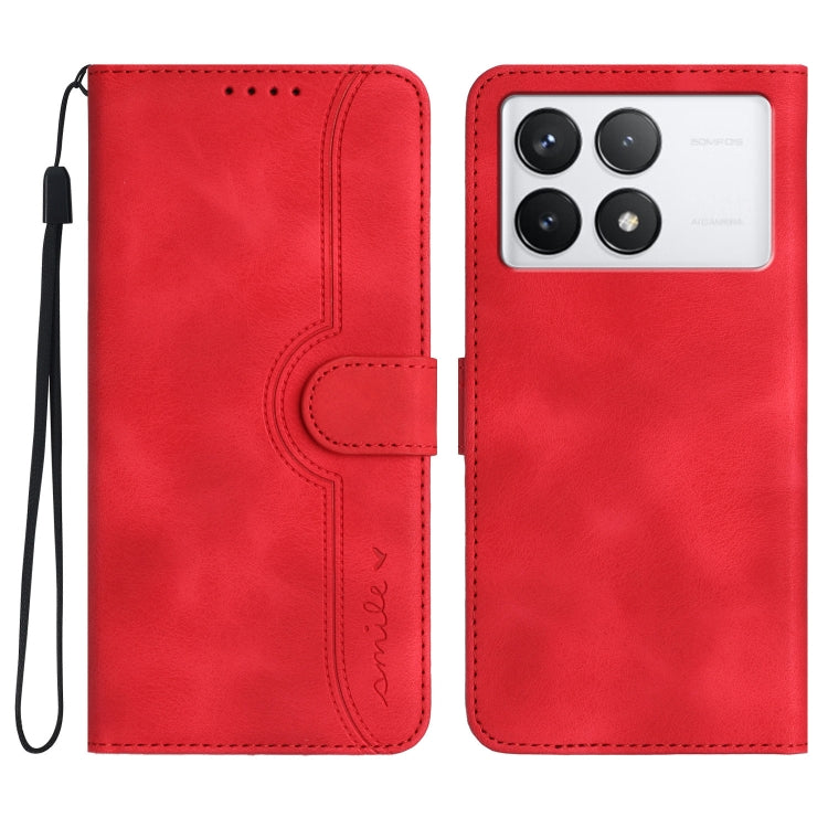 For Xiaomi Redmi K70 Heart Pattern Skin Feel Leather Phone Case(Red) - K70 Cases by PMC Jewellery | Online Shopping South Africa | PMC Jewellery | Buy Now Pay Later Mobicred