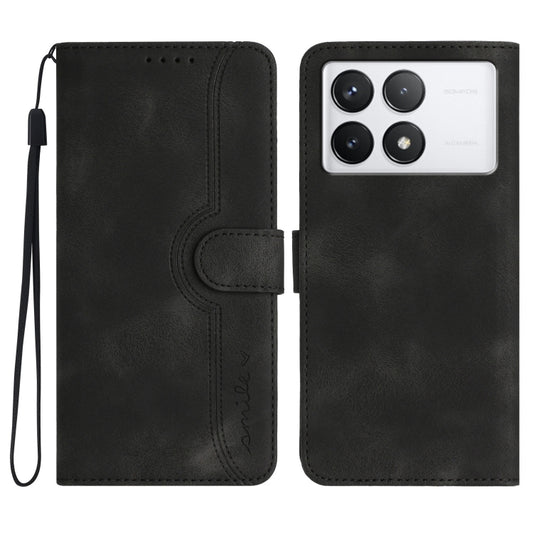 For Xiaomi Redmi K70E Heart Pattern Skin Feel Leather Phone Case(Black) - K70E Cases by PMC Jewellery | Online Shopping South Africa | PMC Jewellery | Buy Now Pay Later Mobicred