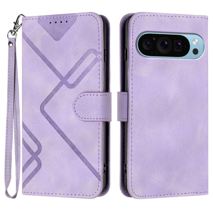 For Google Pixel 9 Pro Line Pattern Skin Feel Leather Phone Case(Light Purple) - Google Cases by PMC Jewellery | Online Shopping South Africa | PMC Jewellery | Buy Now Pay Later Mobicred