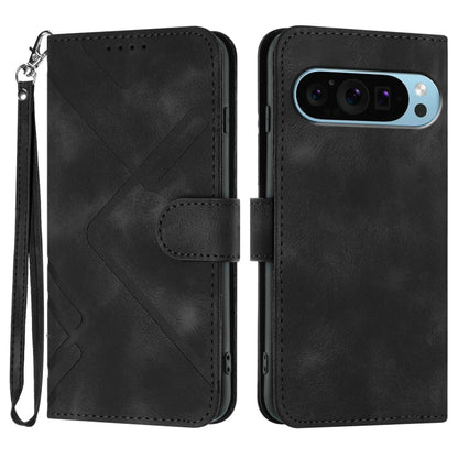 For Google Pixel 9 Line Pattern Skin Feel Leather Phone Case(Black) - Google Cases by PMC Jewellery | Online Shopping South Africa | PMC Jewellery | Buy Now Pay Later Mobicred