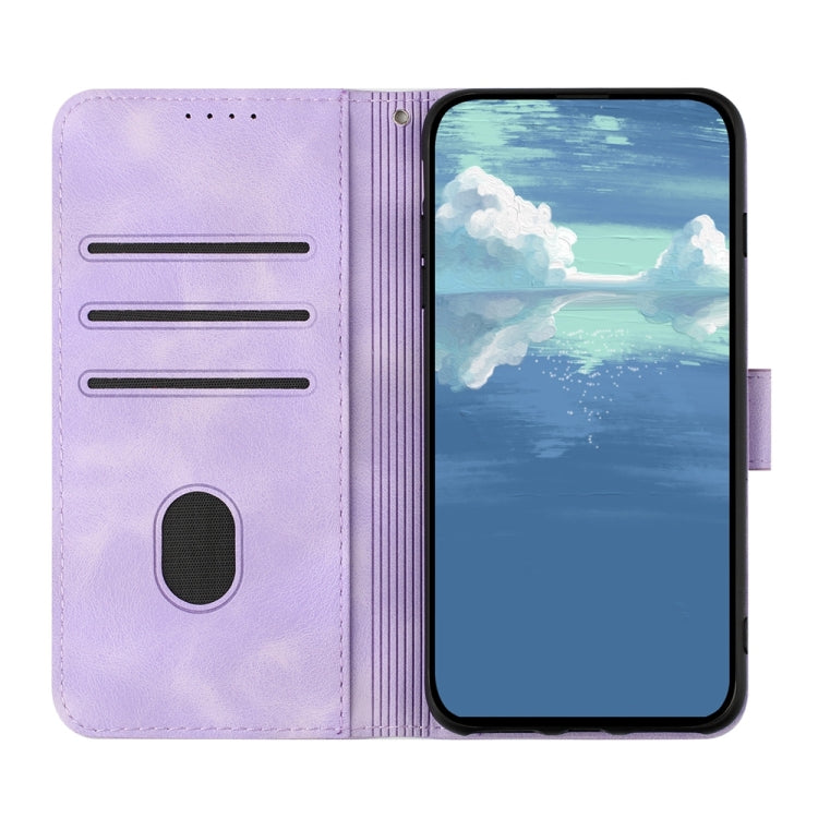 For iPhone 16 Line Pattern Skin Feel Leather Phone Case(Light Purple) - iPhone 16 Cases by PMC Jewellery | Online Shopping South Africa | PMC Jewellery | Buy Now Pay Later Mobicred