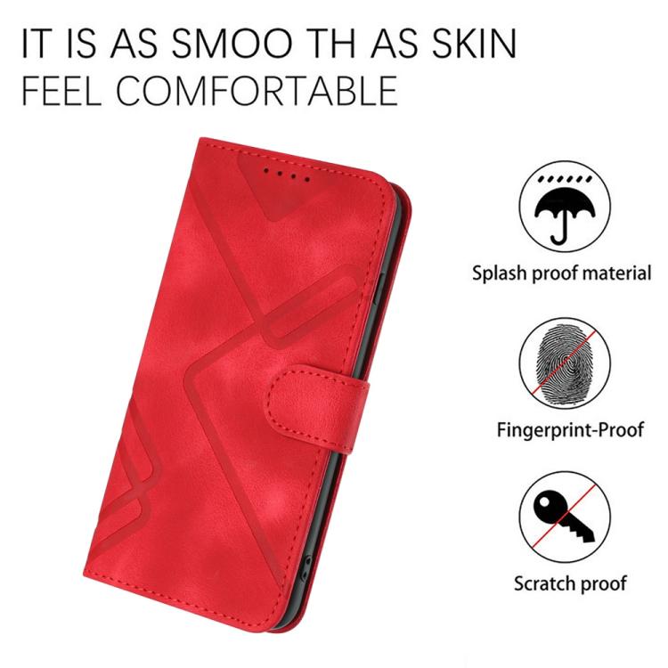 For iPhone 17 Line Pattern Skin Feel Leather Phone Case(Red) - free shipping - PMc TechLife - Order now!