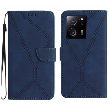 For Xiaomi 13T / 13T Pro Stitching Embossed Leather Phone Case(Blue) - Xiaomi Cases by PMC Jewellery | Online Shopping South Africa | PMC Jewellery