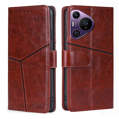 For Huawei Pura 70 Pro / 70 Pro+ 5G Geometric Stitching Leather Phone Case(Dark Brown) - Huawei Cases by PMC Jewellery | Online Shopping South Africa | PMC Jewellery | Buy Now Pay Later Mobicred