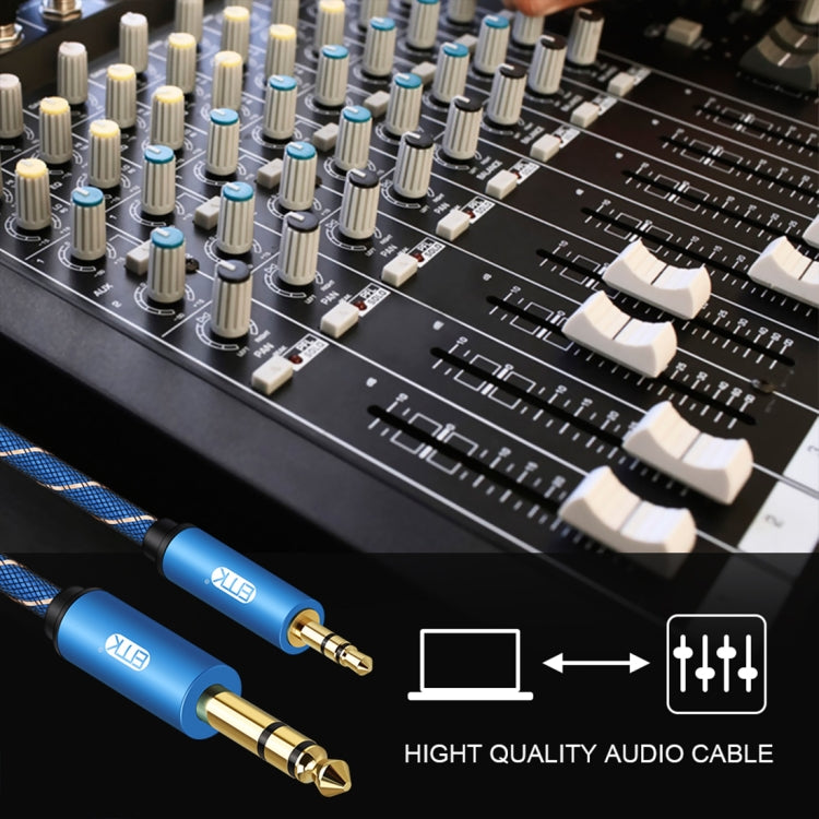 EMK 3.5mm Jack Male to 6.35mm Jack Male Gold Plated Connector Nylon Braid AUX Cable for Computer / X-BOX / PS3 / CD / DVD, Cable Length:1m(Dark Blue) - Audio Optical Cables by EMK | Online Shopping South Africa | PMC TechLife | Buy Now Pay Later Mobicred