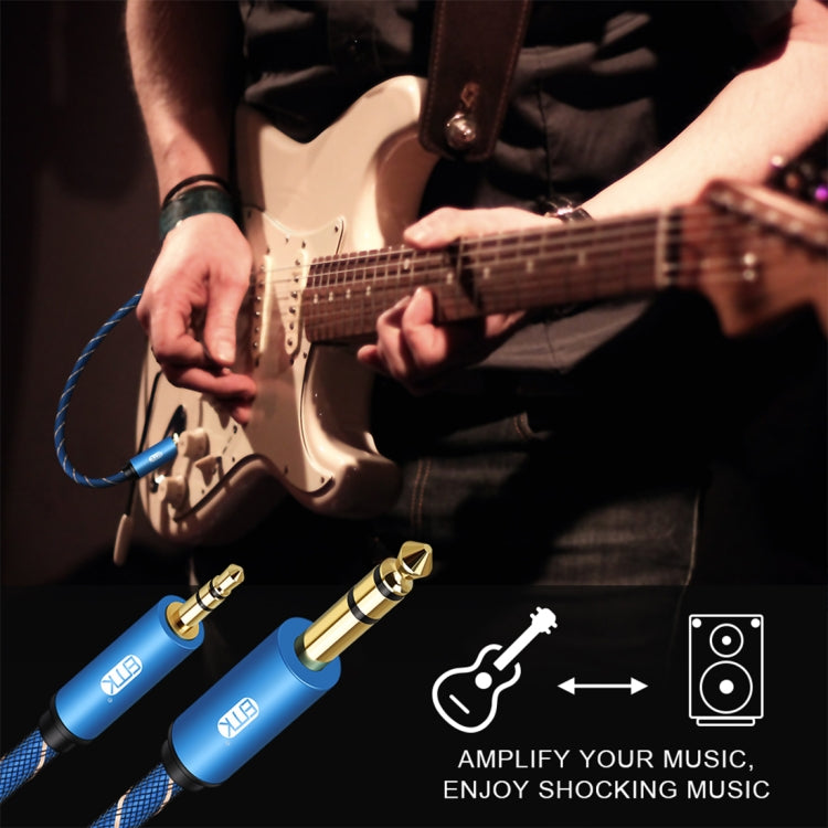 EMK 3.5mm Jack Male to 6.35mm Jack Male Gold Plated Connector Nylon Braid AUX Cable for Computer / X-BOX / PS3 / CD / DVD, Cable Length:1m(Dark Blue) - Audio Optical Cables by EMK | Online Shopping South Africa | PMC TechLife | Buy Now Pay Later Mobicred