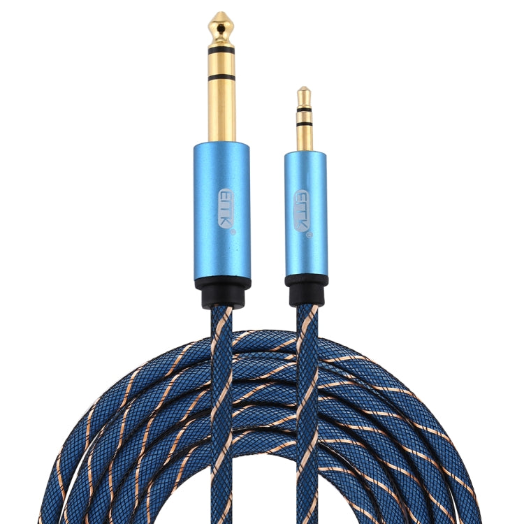 EMK 3.5mm Jack Male to 6.35mm Jack Male Gold Plated Connector Nylon Braid AUX Cable for Computer / X-BOX / PS3 / CD / DVD, Cable Length:3m(Dark Blue) - free shipping - PMC Jewellery - Order now!