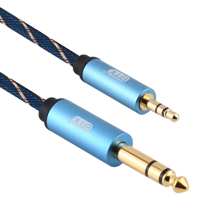 EMK 3.5mm Jack Male to 6.35mm Jack Male Gold Plated Connector Nylon Braid AUX Cable for Computer / X-BOX / PS3 / CD / DVD, Cable Length:3m(Dark Blue) - Audio Optical Cables by EMK | Online Shopping South Africa | PMC Jewellery | Buy Now Pay Later Mobicred