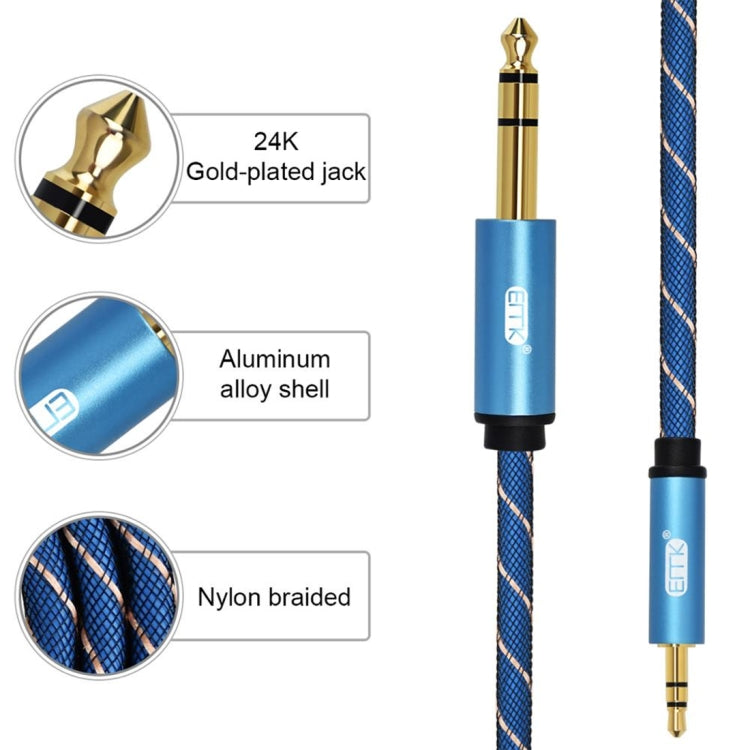 EMK 3.5mm Jack Male to 6.35mm Jack Male Gold Plated Connector Nylon Braid AUX Cable for Computer / X-BOX / PS3 / CD / DVD, Cable Length:3m(Dark Blue) - free shipping - PMC Jewellery - Order now!