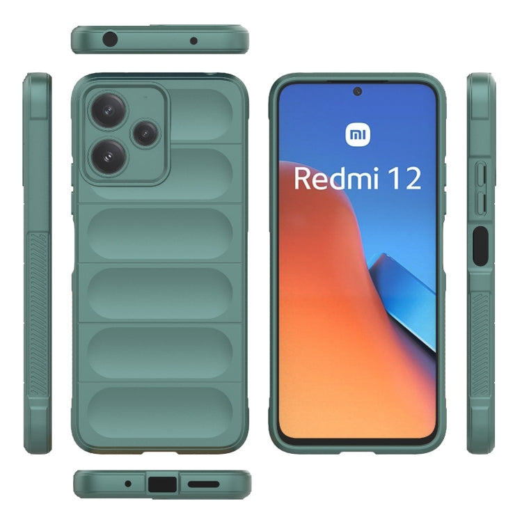 For Xiaomi Redmi 12 5G Magic Shield TPU + Flannel Phone Case(Dark Green) - Xiaomi Cases by PMC TechLife | Online Shopping South Africa | PMC TechLife | Buy Now Pay Later Mobicred