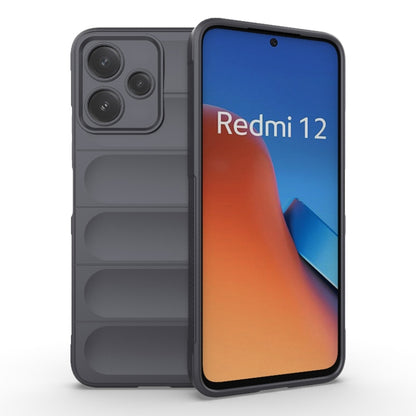 For Xiaomi Redmi 12 5G Magic Shield TPU + Flannel Phone Case(Dark Grey) - Xiaomi Cases by PMC Jewellery | Online Shopping South Africa | PMC Jewellery | Buy Now Pay Later Mobicred